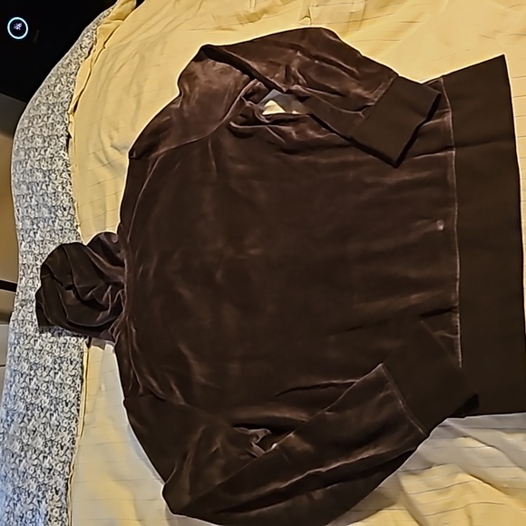 Brown Calvin Klein Velour Hoodie Jacket - Picture 8 of 11